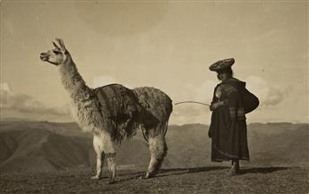 MARTÍN CHAMBI (1891-1973) A group of 8 photographs depicting indigenous figures, llamas, and landscapes of Peru.